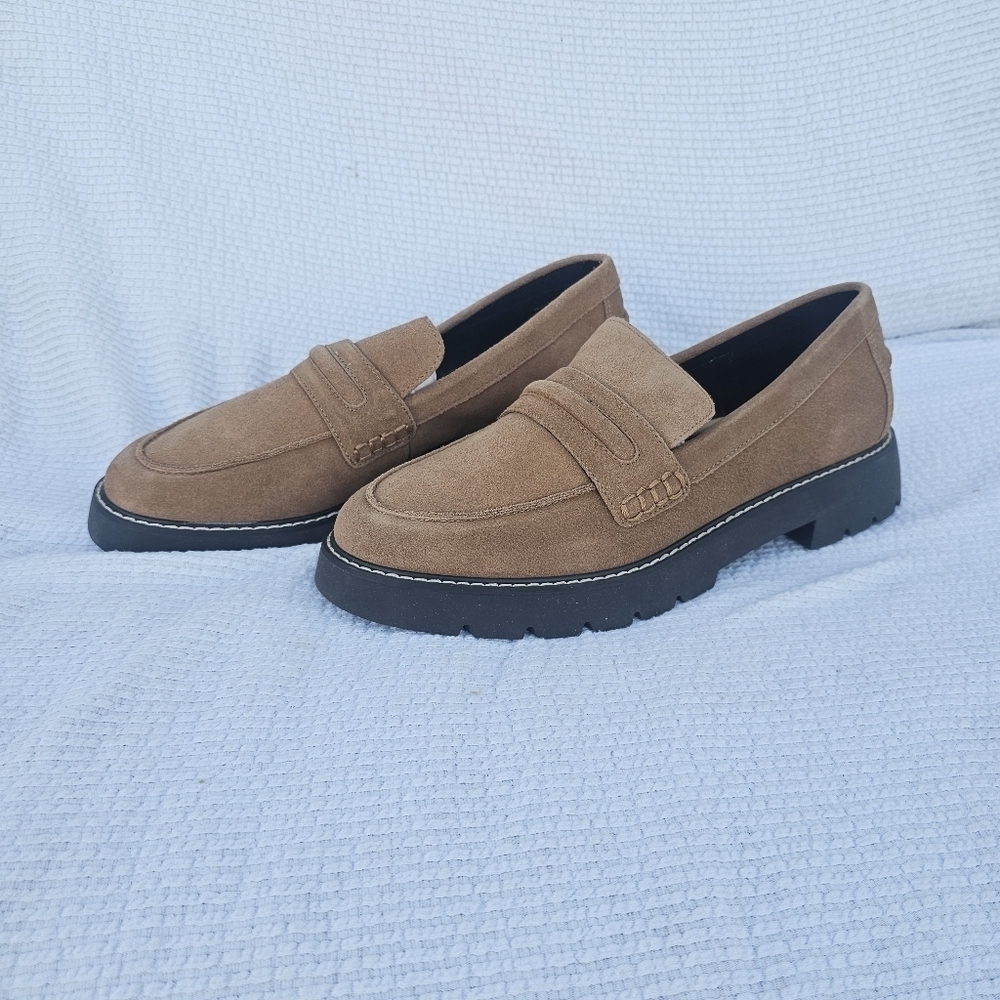 Sanctuary Westside Suede Lug Sole Platform Loafers color acorn size 10